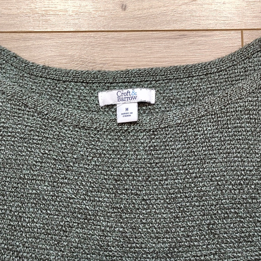 Croft & Barrow Olive Tone Scoop Neck Knit Pullover Quarter Sleeve Sweater/Size M - Picture 2 of 7
